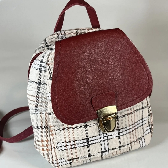 Mini Backpack Crossbody Bag For Girl Plaid Women Shoulder Bag - Picture 6 of 6